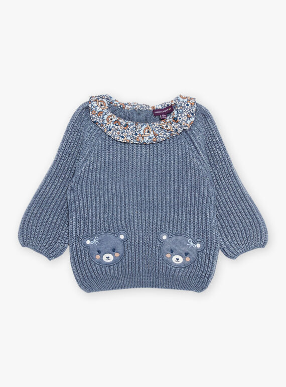 Blaugrauer Strickpullover DAROMY / 22H1BFY1PULC206