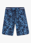 Marineblaue Shorts für Kinder Junge mit Blattwerkaufdruck 22E3PGT3BER070