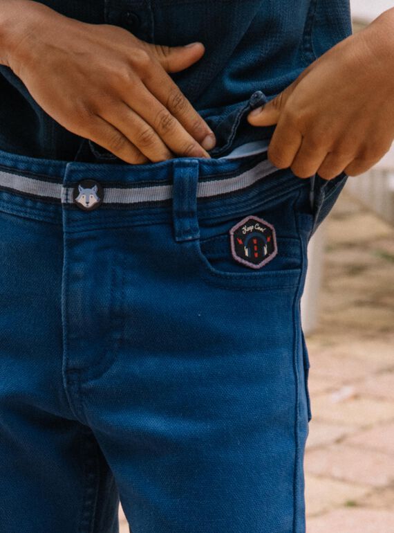Schmale Hose aus blauem Twill DABRAGE / 22H3PG51PANC207