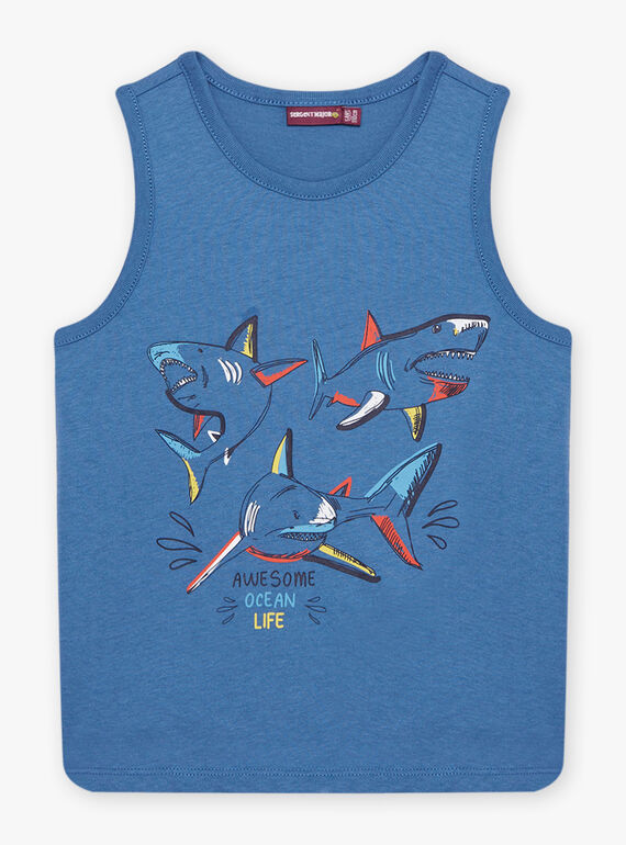 Blaues Tank-Top mit Hai-Motiv Kind Junge CYDEBAGE1 / 22E3PGT1DEBC240