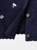 Texturierte marineblaue Strickjacke mit aufgestickten Blumen LACORRINE / 24H1BFJ2CAR070