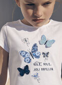 Ecrufarbenes T-Shirt mit Schmetterlingsmotiven LEPAPYETTE / 24H2PFJ1TMC001