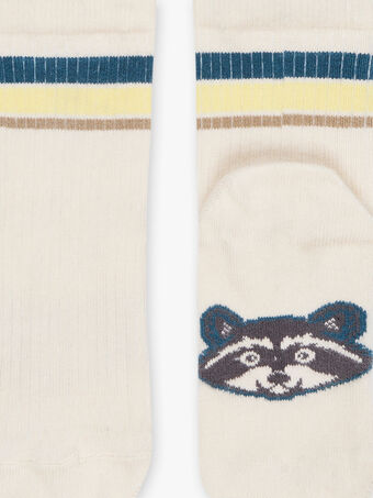 Weiße Socken aus Rippstrick mit Waschbär-Muster DETETAGE / 22H4PGR1SOQ001