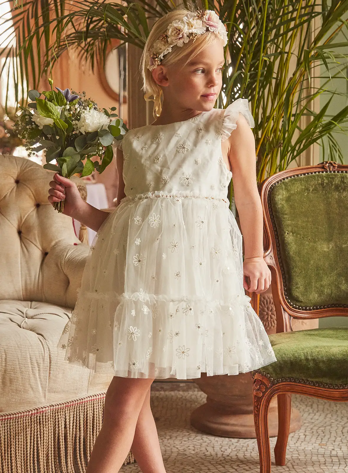 ECRUFARBENES KLEID MIT BLUMENMUSTER - dès 39,99€