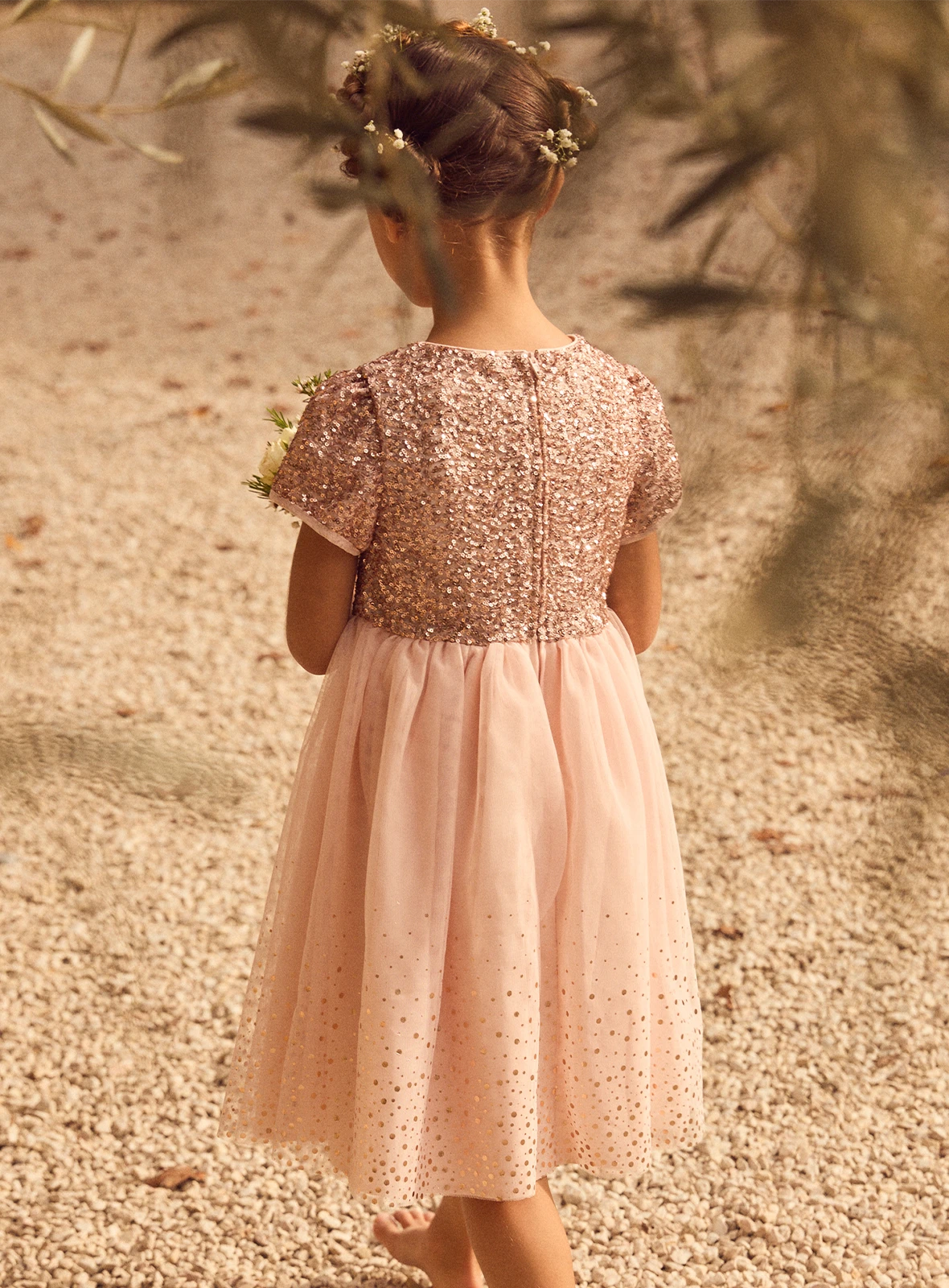 Sergent Major - Kollektion Zeremonie : Rosafarbenes Kleid aus Tüll und Pailletten